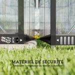 Serre de jardin en aluminium polycarbonate, serre avec fenêtres supérieures réglables 363x247x205cm noir