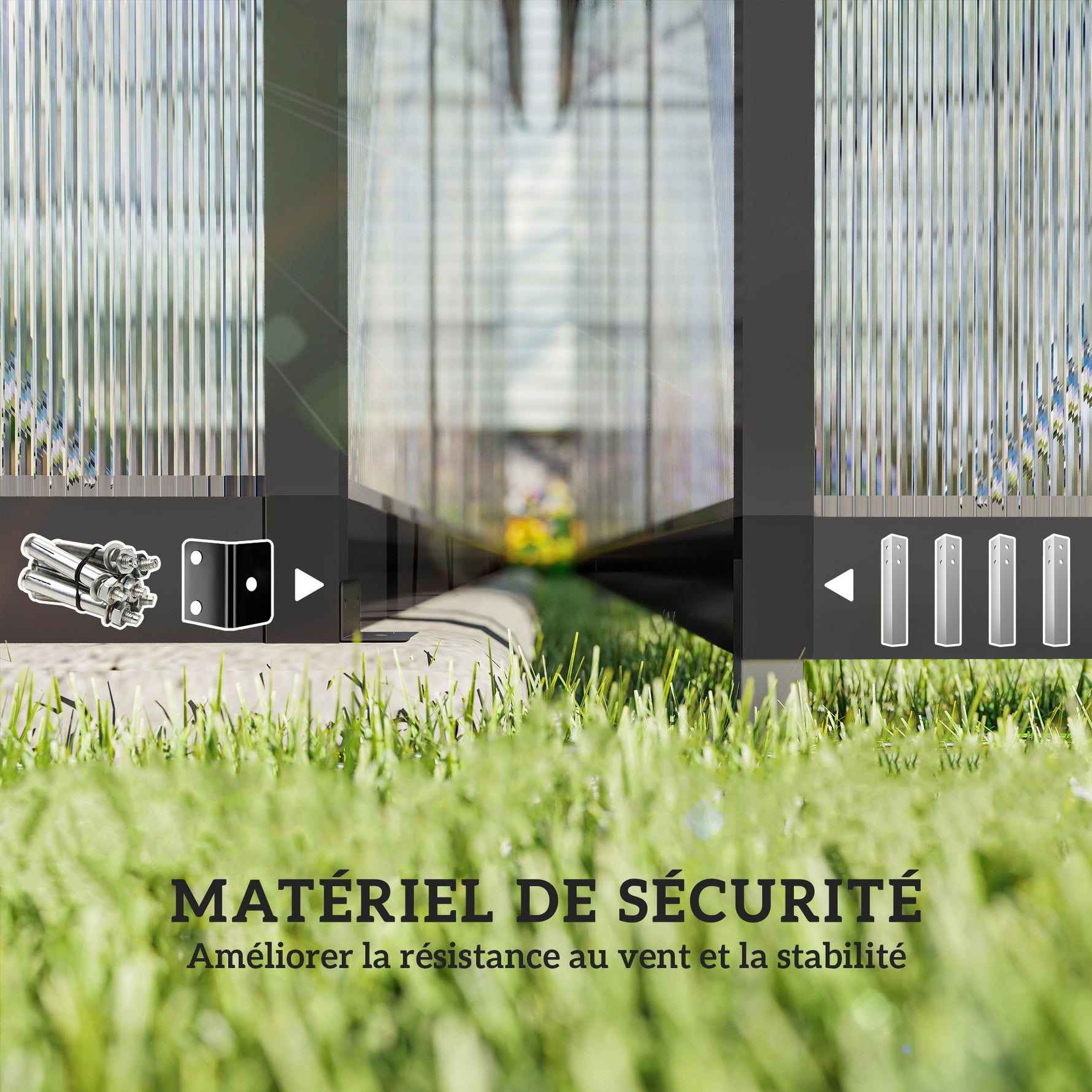 Serre de jardin en aluminium polycarbonate, serre avec fenêtres supérieures réglables 363x247x205cm noir