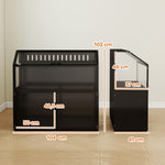 Cage Hamster 2-en-1 avec Armoire de Rangement pour Rongeur Hamster Syrien et Souris Acier et Acrylique Noir