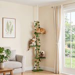 Krabpaal plafondspanner in hoogte verstelbaar 37 x 21 x 202- 242 cm 4 niveaus groen