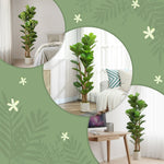 Plante artificielle intérieure 150 cm Figuier lyre arbre artificiel avec pot en plastique et tronc en bois massif, vert