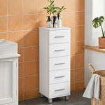 Meuble de Salle de Bain 5 Tiroirs, Meuble de Rangement, 30 x 30 x 95 cm, Commode Salle de Bain, 30 x 30 x 95 cm, Blanc