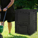 Tuincompostvat 300L compostbak voor de tuin van polypropyleen 48 ventilatieopeningen 60,5 x 60,5 x 81,5 cm zwart