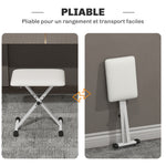 Tabouret piano pliable, banc piano réglable en hauteur, siège rembourré en PU, 39 x 29 x 37-47 cm, blanc