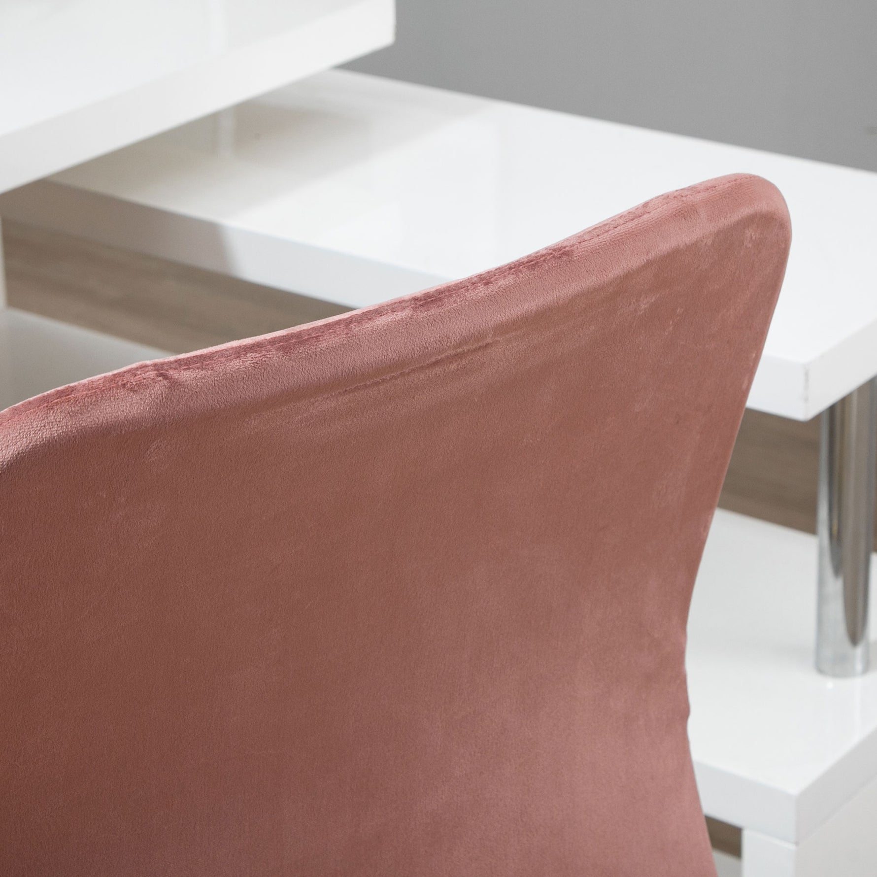 Chaise de bureau fauteuil pivotant 360° ergonomique hauteur réglable revêtement velours  rose et doré