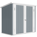 Abri de Jardin cabane de jardin 1,09 m² 2 Portes verrouillables 147 x 86 x 134 cm tôle d'acier Gris clair Blanc