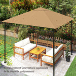 Ersatzdach für Pavillon, Gazebo-Ersatzdach, hochdichter Polyesterstoff 180 g/m², UV-beständig, 3 x 3 m, beige