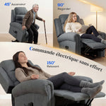 Fauteuil releveur électrique, fauteuil relax électrique avec fonction massage et chauffage, 87 x 87,5 x 108 cm, gris