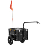 Remorque Vélo Cargo Chariot de Transport Pliable Caisse Plastique 65L Couvercle Dégagement Rapide 145x51,5x72cm Noir