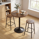 Table de bar ronde 60 cm, table haute cuisine mange-debout avec patins antidérapants, pour cuisine, salon, noyer