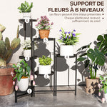 Support pour plantes 6 niveaux étagère plante ajustable et pliable en métal design sans vis porte 60 x 40 x 80 cm noir