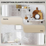 Lot de 2 tables pliantes murales, table murale rabattable en bois, pour cuisine, salle à manger, bureau, blanc brillant