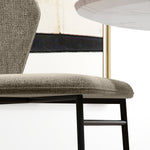 Set di 2 sedie da pranzo con seduta imbottita in tessuto effetto lino, gambe in acciaio stabili, design moderno, marrone chiaro