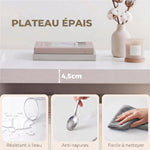 Table basse de salon, table d'appoint rectangulaire à 2 niveaux avec étagère de rangement, 90x45x44,5cm, blanc