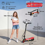 Trottinette électrique 120 W pliable pour enfant 7-14 ans 12 Km/h max. autonomie 10 Km max. rouge
