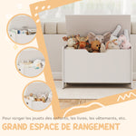 Coffre à jouet enfant avec couvercle rabattable, coffre de rangement enfant, forme d'ours, 60 x 38 x 48 cm, blanc