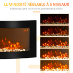 Cheminée électrique Murale éclairages latéraux LED Design Avant-gardiste Affichage LED avec télécommande et minuterie 1000/2000 W luminosité réglable Noir-5