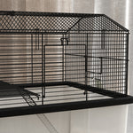 Cage hamster cage rongeur 2 étages avec roulettes plate-forme et échelle en fil d'acier 57 x 43 x 57 cm noir