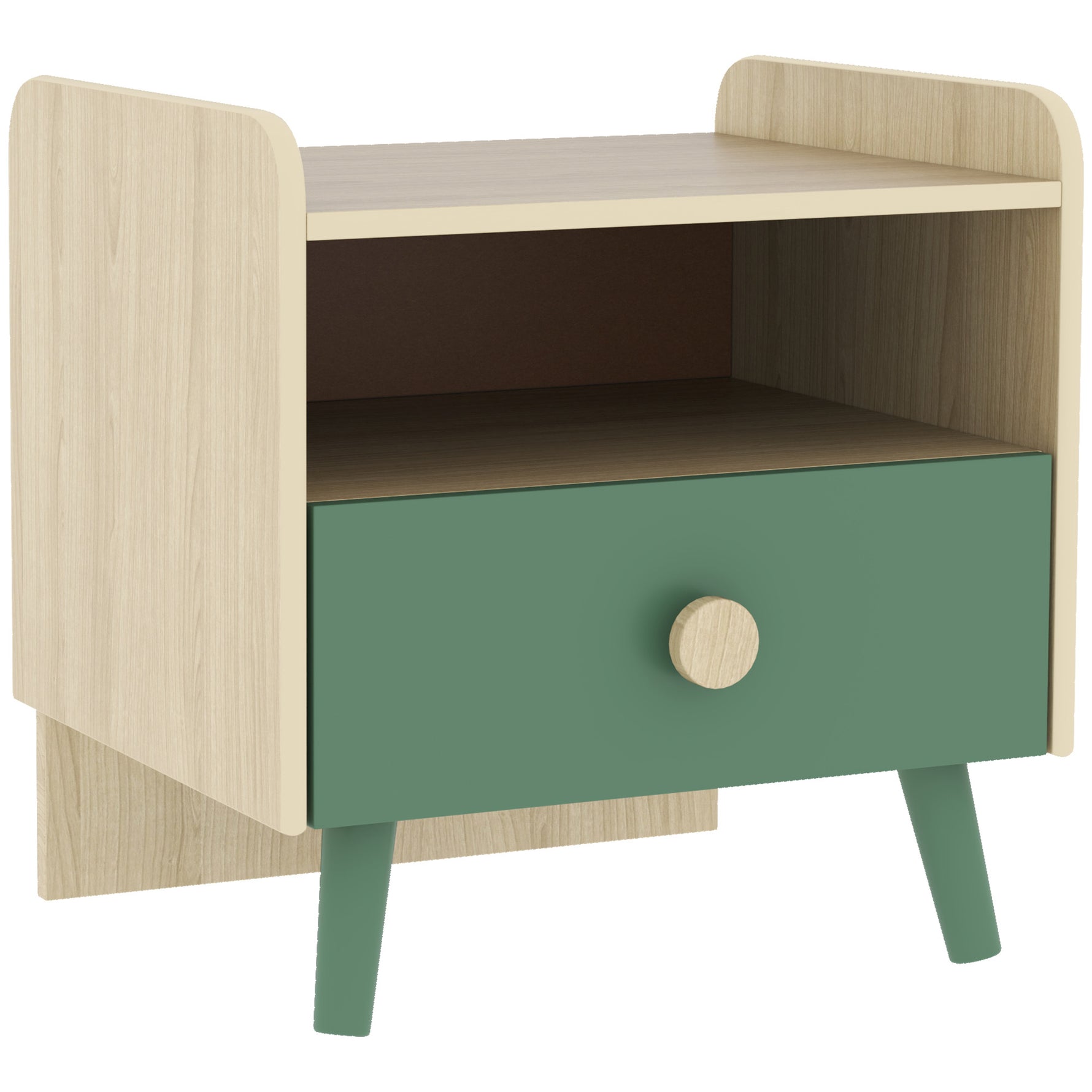 Table de chevet enfant table de nuit enfant avec tiroir et niche, petite table d'appoint en bois pour chambre d'enfant