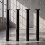 Set di 4 gambe per tavolo in metallo, stile industriale, con viti autofilettanti e piedini regolabili, 73 x 6 x 6 cm, nero