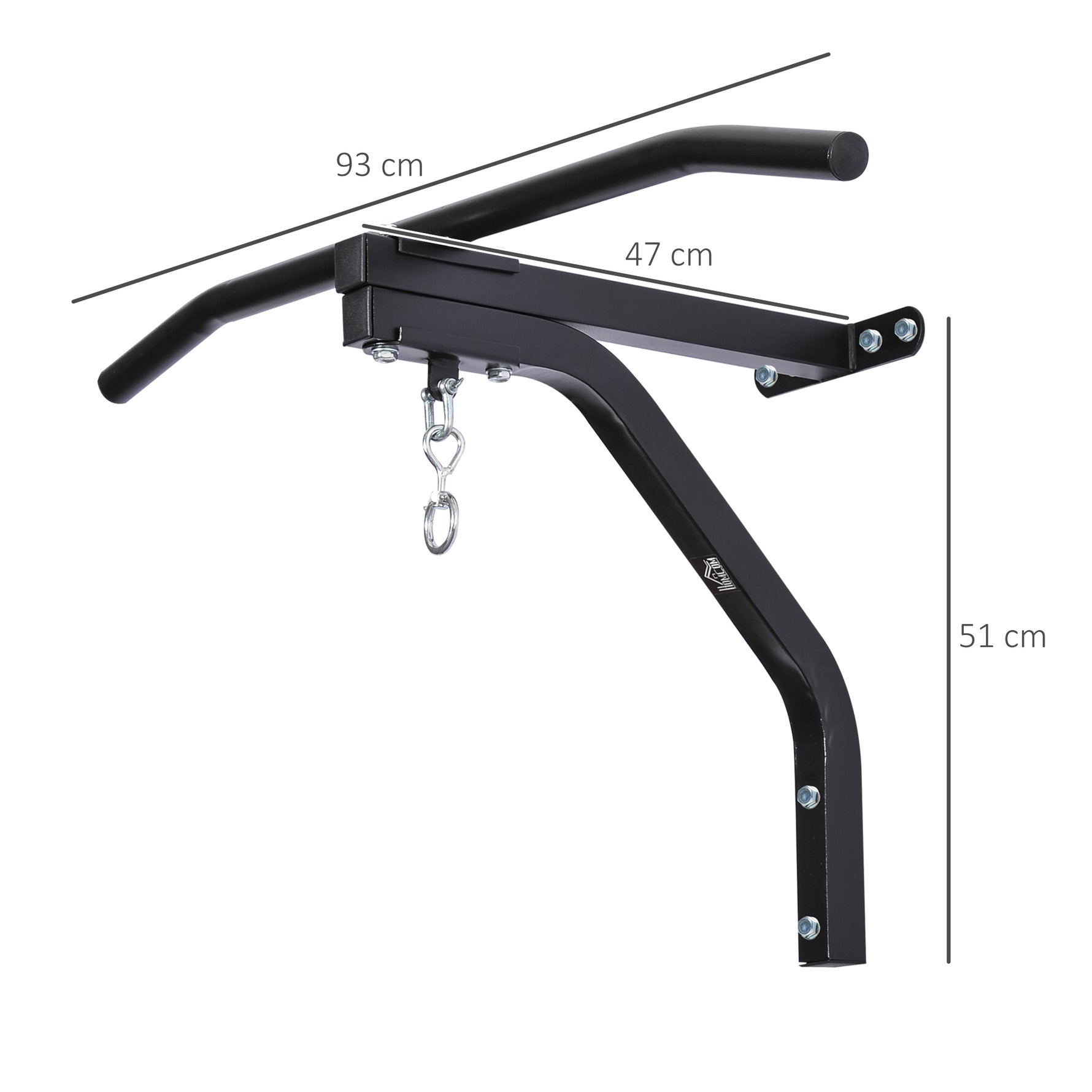 Support sac de boxe fixation sac de frappe barre de traction intégrée charge max. 130 Kg acier noir