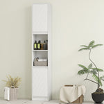 Meuble colonne salle de bain, meuble de rangement avec 2 portes, 2 compartiments ouverts, , 30 x 24 x 170 cm, blanc