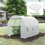 Bâche de Rechange Serre Tunnel 6 m², bâche PE Anti-UV imperméable 6 fenêtres + Porte Enroulable zippée Blanc