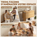 Ensemble table salle à manger pliante avec 4 chaises, table de cuisine avec chaises pour 4 personnes, roulettes, chêne-3