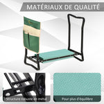 Tabouret de Jardin Pliable agenouilloir de Jardin siège Jardinage avec Coussin Pochette Rangement Outils Vert