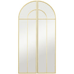 Miroir mural arc 30 x 120 cm, grand miroir décoratif avec cadre métallique, pour salon, chambre, couloir, ton doré
