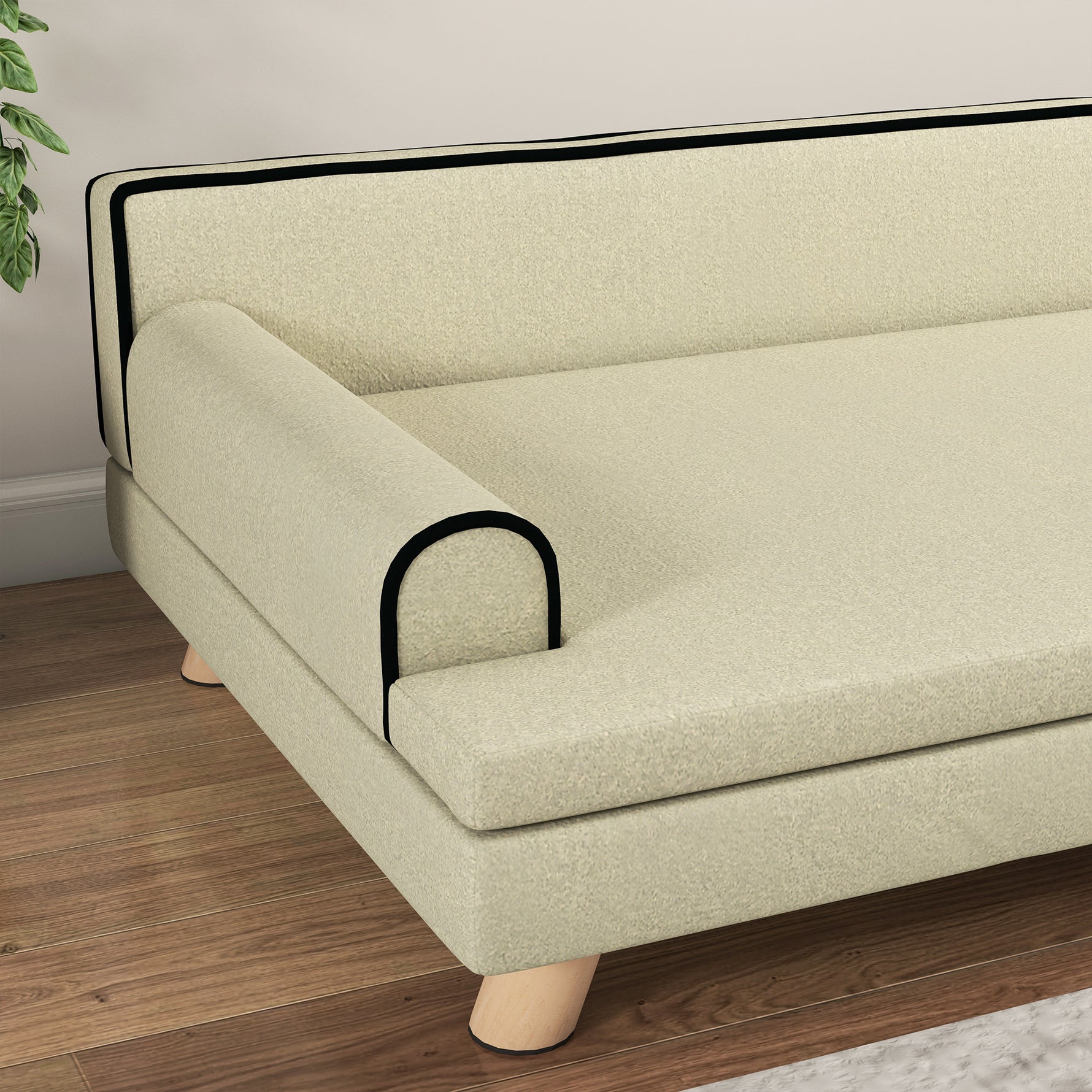 Canapé pour chien chat design scandinave coussin moelleux amovible pieds bois massif 100 x 62 x 32 cm beige