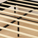 Upholstered Box Spring 140x190 cm, Bed Frame with Chenille Upholstery, 10 Wooden Slats, 9 Stable Feet, Grey