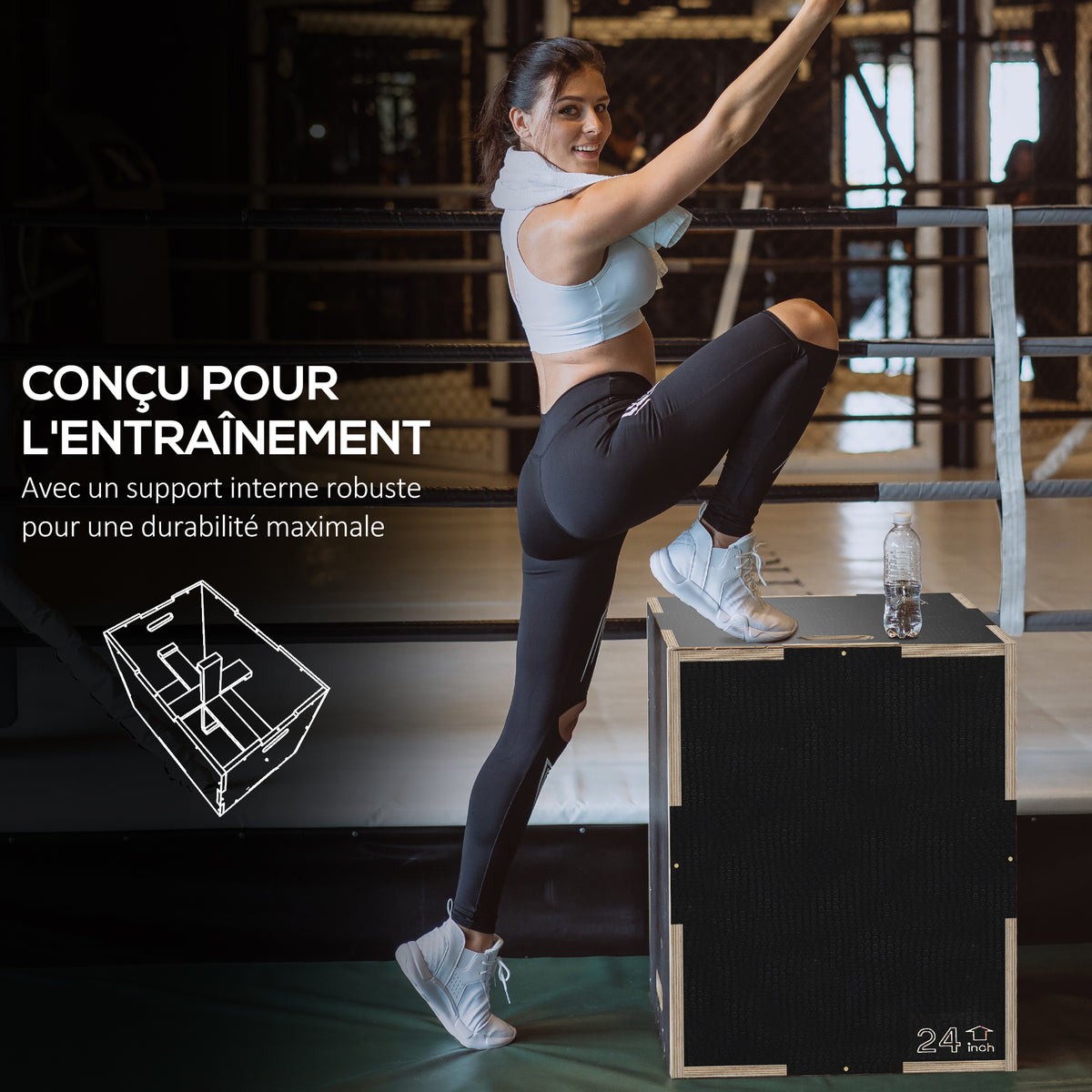 Box Jump pliométrie 3 en 1 boîte à saut musculation fitness pour box training en bois, 41/51/61 cm