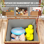 Coffre de Rangement Boîte de Jardin 130L Doublure Amovible pour Coussins et Outils Bois Massif Brun