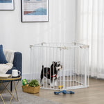 Barrière de sécurité parc enclos chien modulable pliable porte intégrée 300L max. x 74,5H cm métal PP blanc