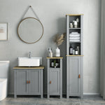 Meuble sous lavabo 2 portes étagère réglable 2 étages à l'intérieure poignées en PU 60 x 30 x 60 cm gris