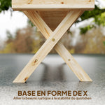 Banc de Jardin en Bois massif, Banquette de Jardin avec Assise à Lattes Effet Bois, 140 x 40 x 43 cm, Bois Naturel