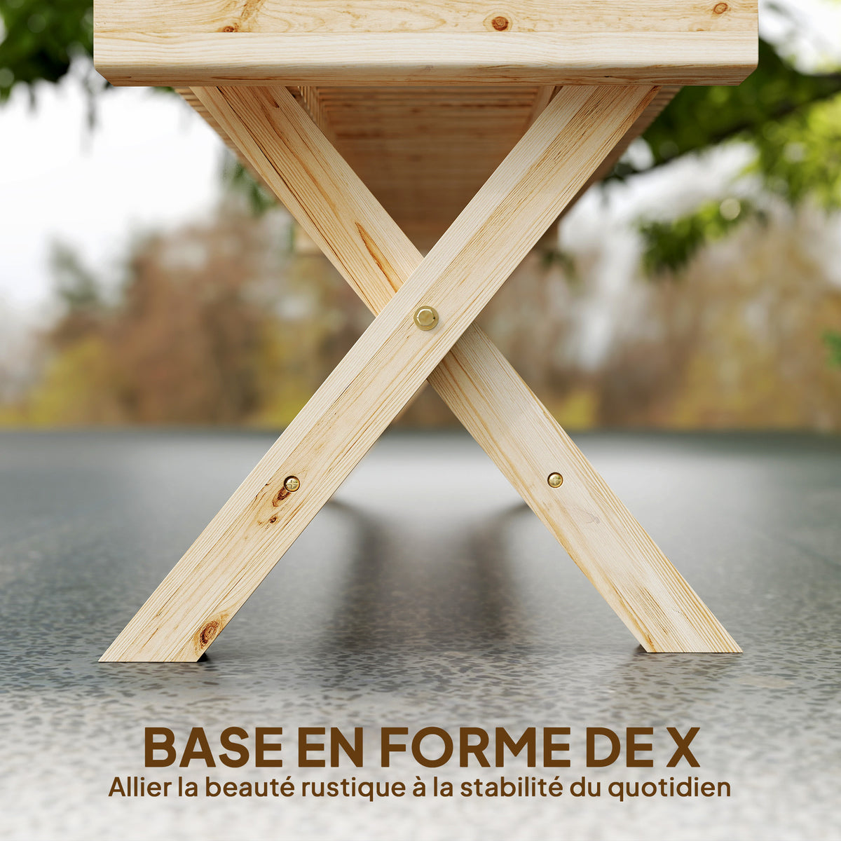 Banc de Jardin en Bois massif, Banquette de Jardin avec Assise à Lattes Effet Bois, 140 x 40 x 43 cm, Bois Naturel