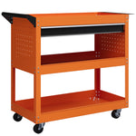 Chariot d'atelier servante atelier à 3 niveaux avec tiroir, porte-outils latéral et poignée, 82x35x76 cm, orange