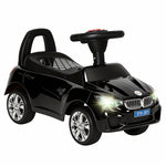 Porteur enfants voiture, véhicule à pousser avec coffre à jouets, klaxon, phares et musique, 63,5 x 28 x 36 cm, noir