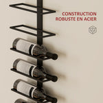 Porte bouteille mural en acier pour 10 bouteilles, pour cuisine, bar, salle à manger, cave, noir