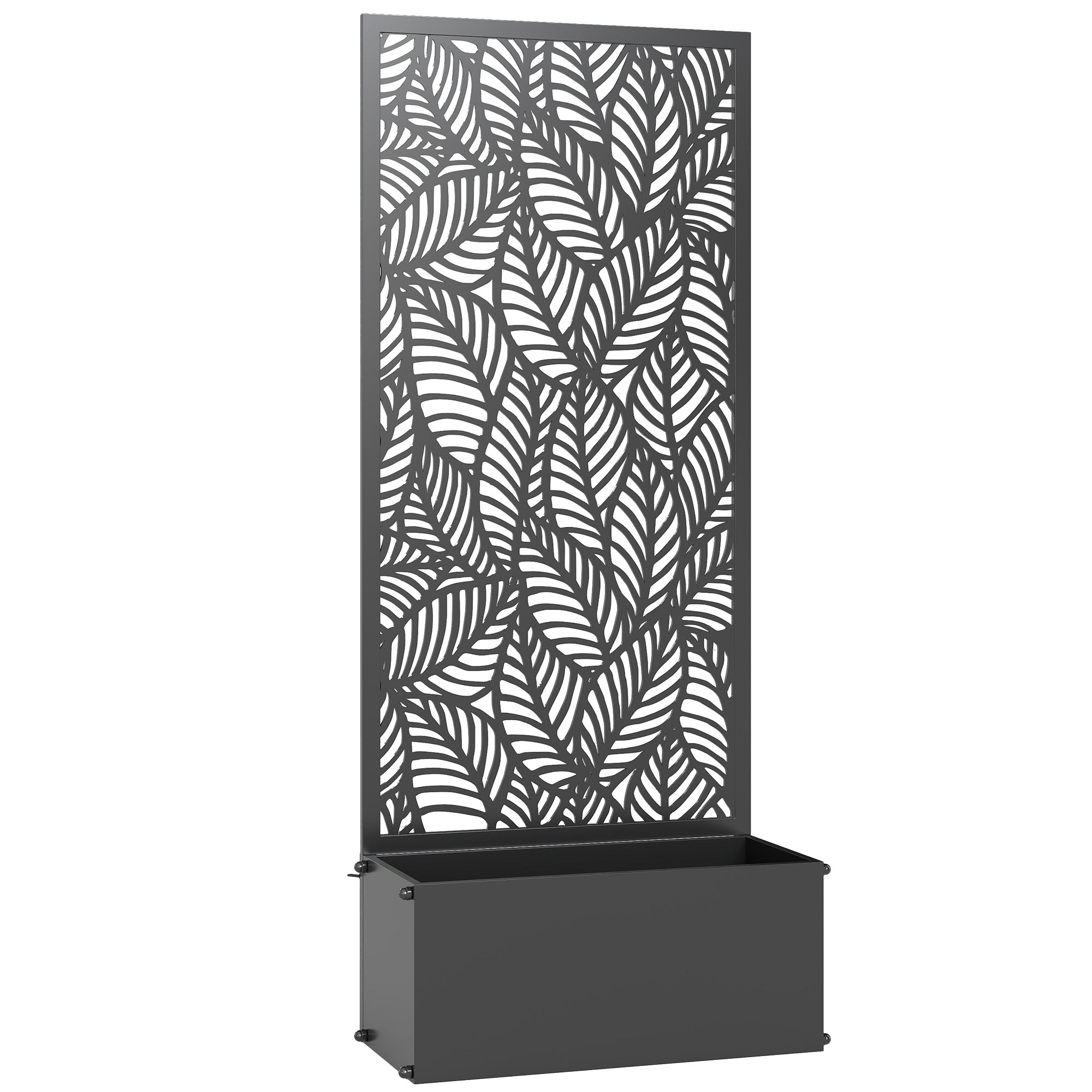 Jardinière avec treillis, bac à fleurs, avec brise-vue, pour plantes grimpantes, métal, 45 x 21,5 x 110 cm, noir-0