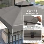 Toile pour tonnelle 3 x 3 m toile de rechange pour tonnelle à 2 niveaux protection UPF30+ trous de drainage gris