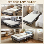 Lit pliant 1 personne 200 x 80 cm avec matelas, lit d'appoint pliable et portable sur roulettes, cadre en acier, blanc