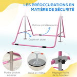 Barre fixe de gymnastique pour enfants pliante hauteur réglable de 88 à 128 cm rose