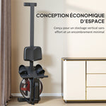 Rameur à eau, rameur musculation d'appartement réservoir ajustable 6-11L écran LCD support de tablette 170x46x77cm noir