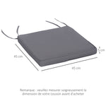 Lot de 2 Coussins de chaise de jardin Coussin chaise extérieur Coussins d'assise déhoussables Rembourrage 5 cm Tissu Polyester dim. 45L x 45l cm Gris foncé