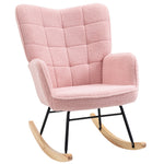 Fauteuil à bascule rocking chair revêtement bouclette structure en acier 71 x 98 x 101 cm rose