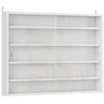 Vitrine murale pour objets de collection 4 étagère réglables en hauteur et 2 portes coulissantes 80 x 9,5 x 60 cm blanc