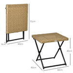 Table basse pliable de jardin style cosy chic dim. 40L x 40l x 40H cm métal époxy résine tressée bois naturel